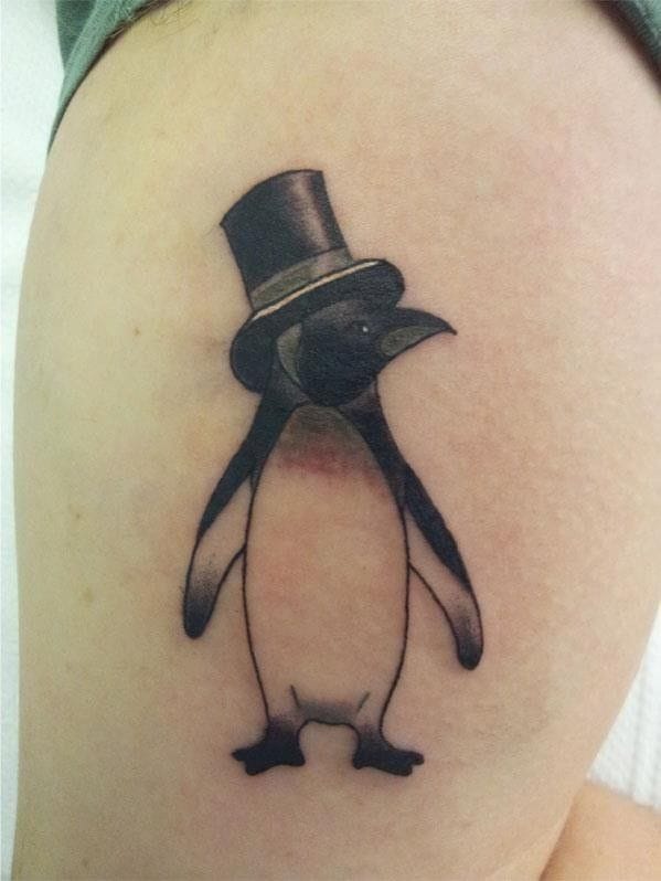 penguin with top hat tattoo