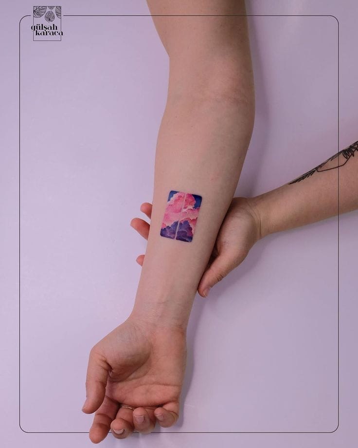 pink cloud sleeve tattoo