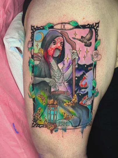 watercolor tarot tattoo