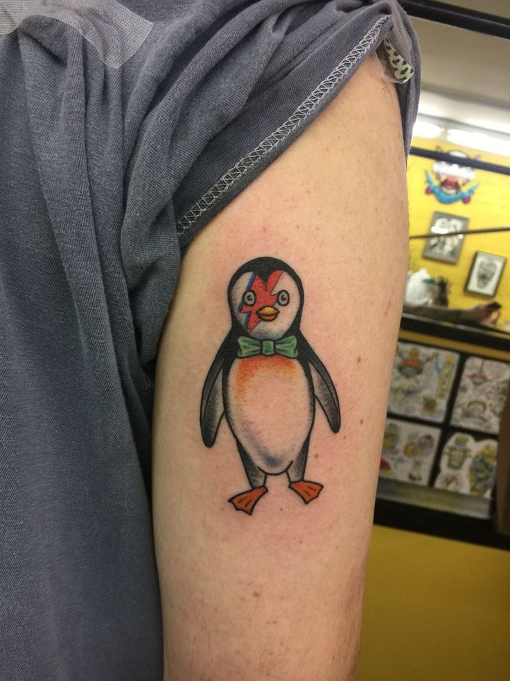 penguin with bow tie tattoo