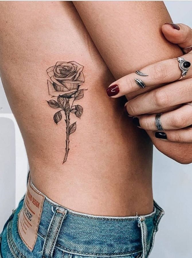 ribcage rose tattoo art