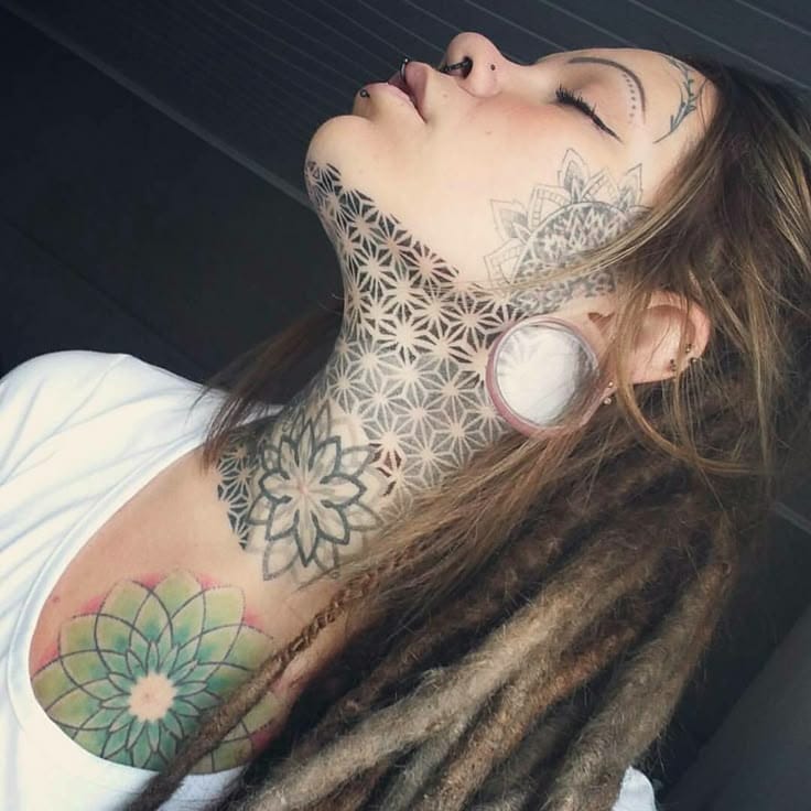 geometric neck tattoo