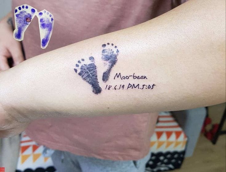 memorial footprint tattoo