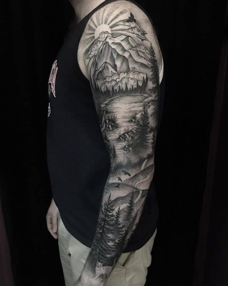 sleeve forest tattoo