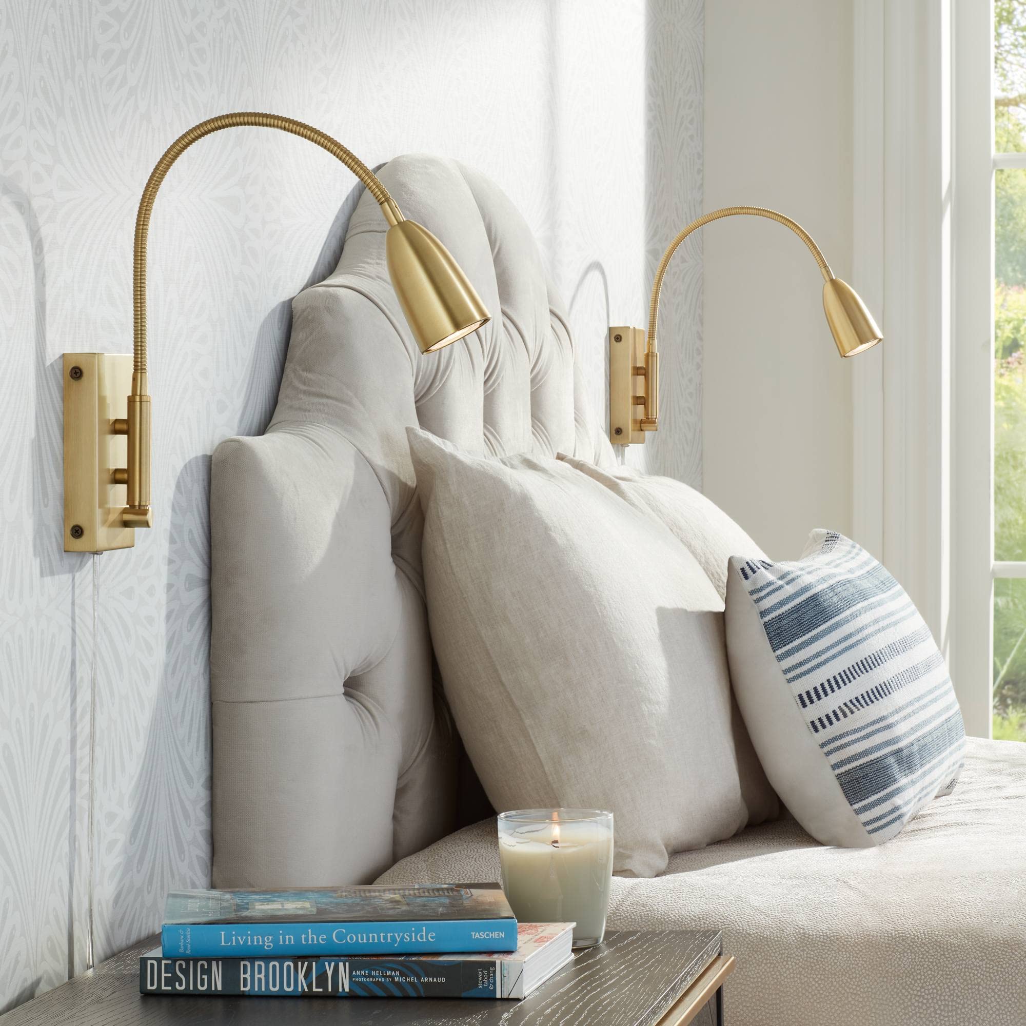 living room with adjustable led wall lamps for reading nooks