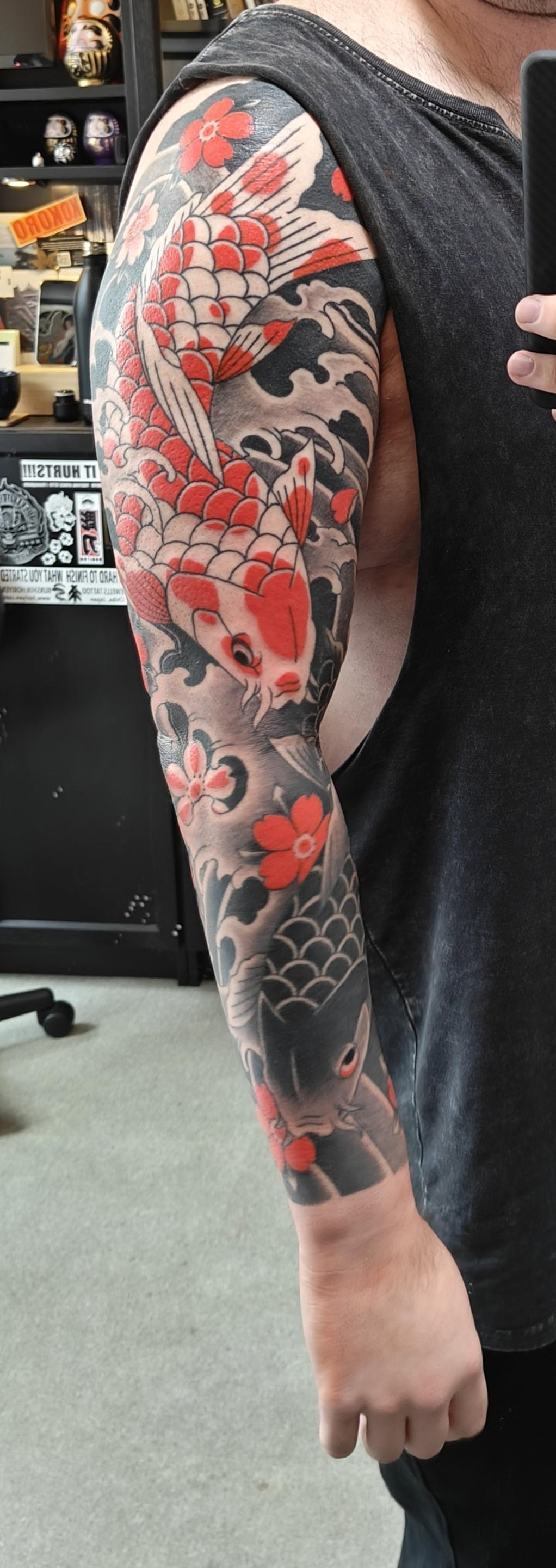 sleeve koi fish tattoo