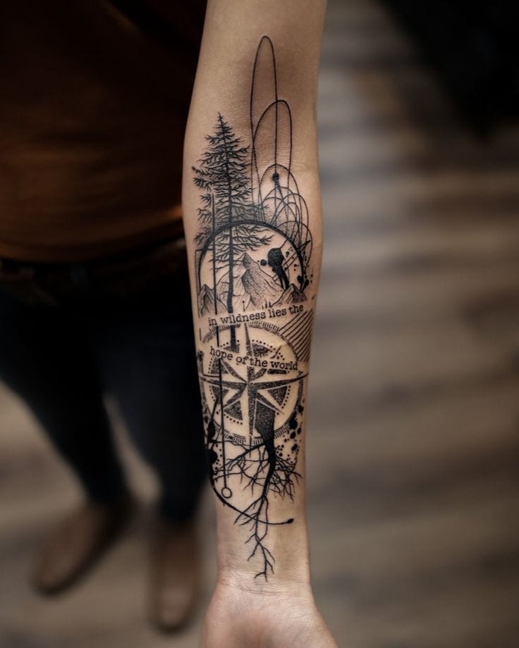 abstract forest tattoo