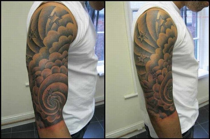 large cloud sleeve tattoo