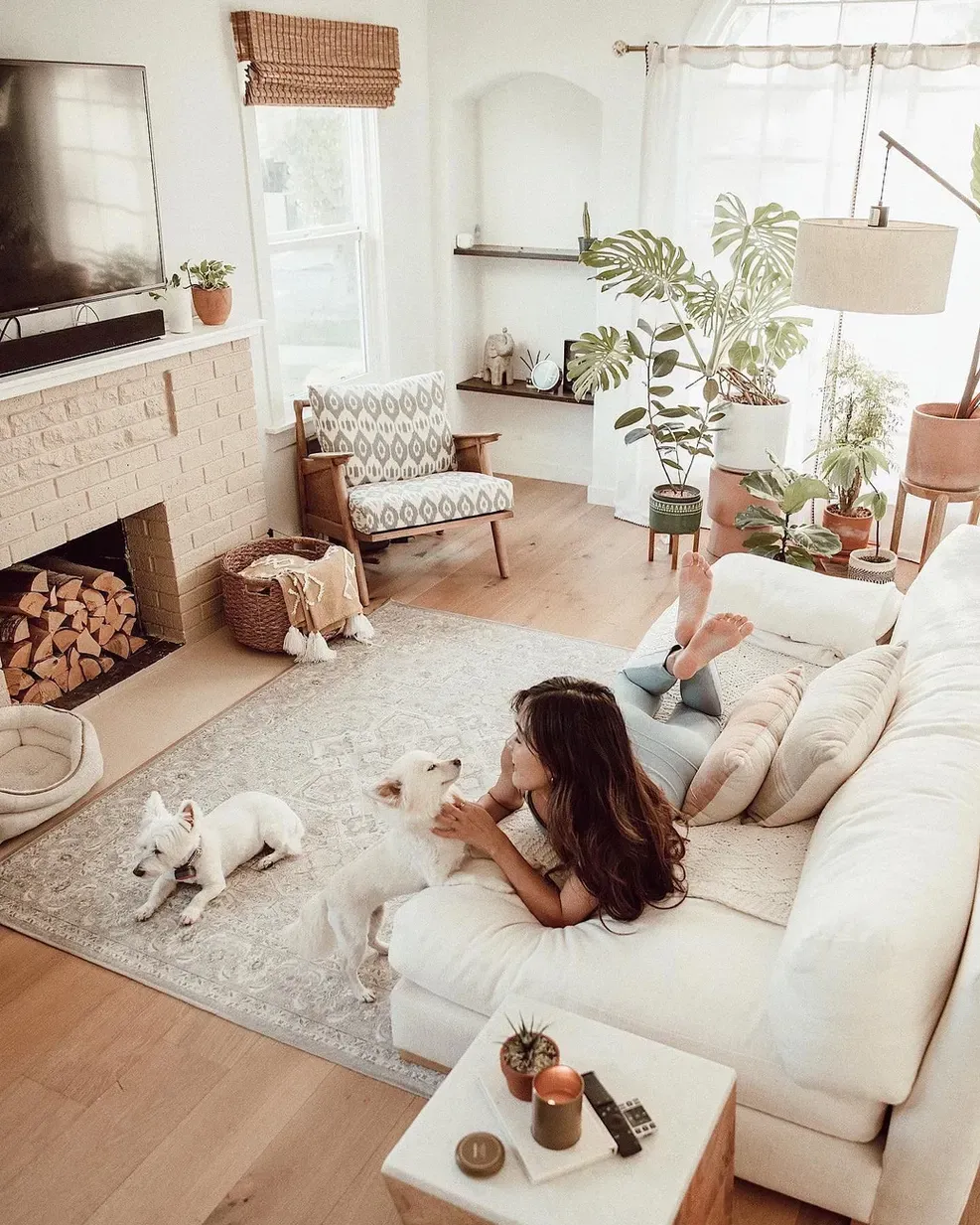 a small living room with area rug
