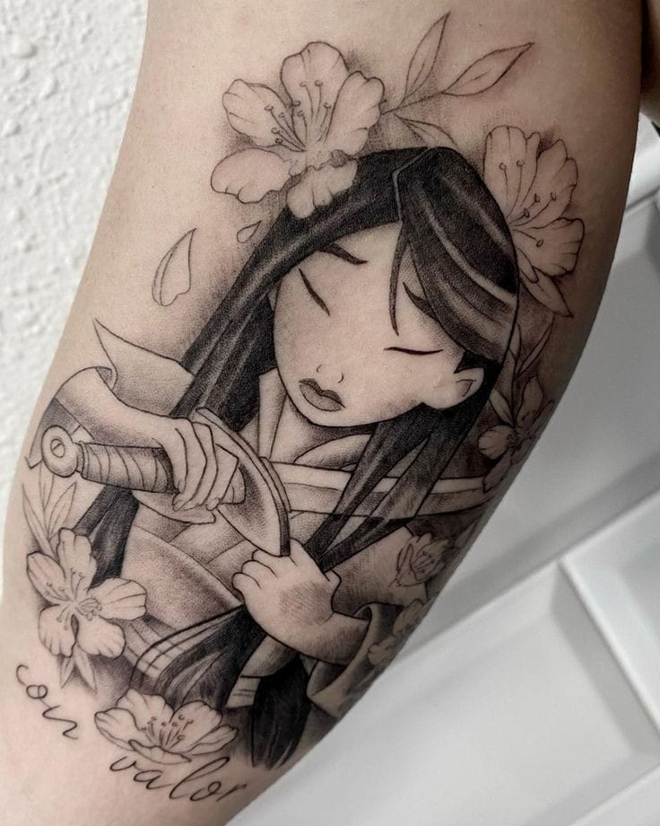 mulan with bow tattoo
