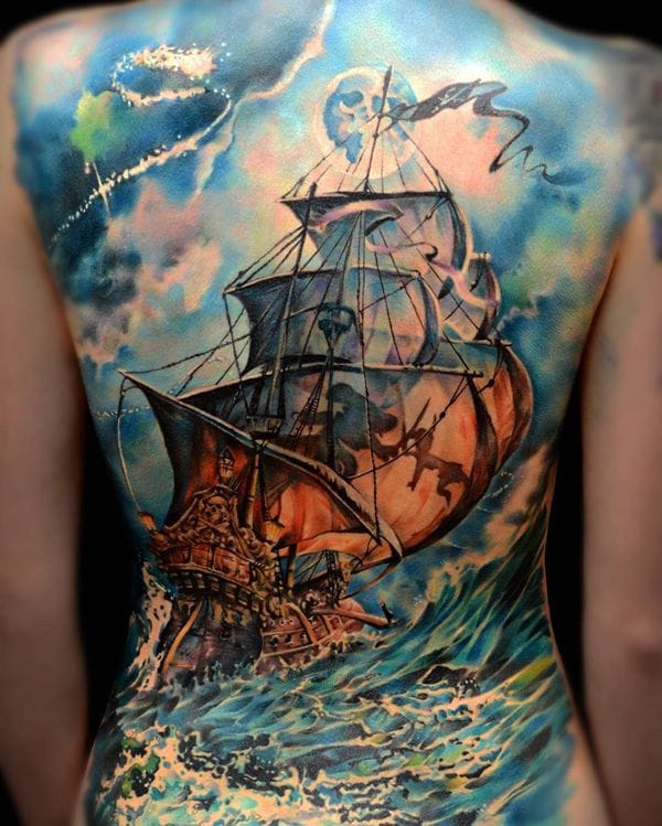 detailed ship tattoo