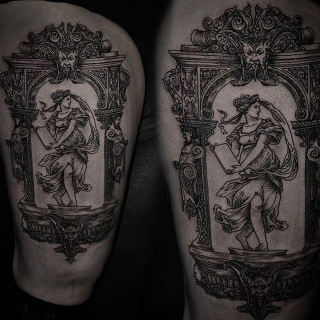 blackwork baroque tattoo