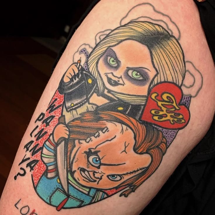neo-traditional chucky tattoo