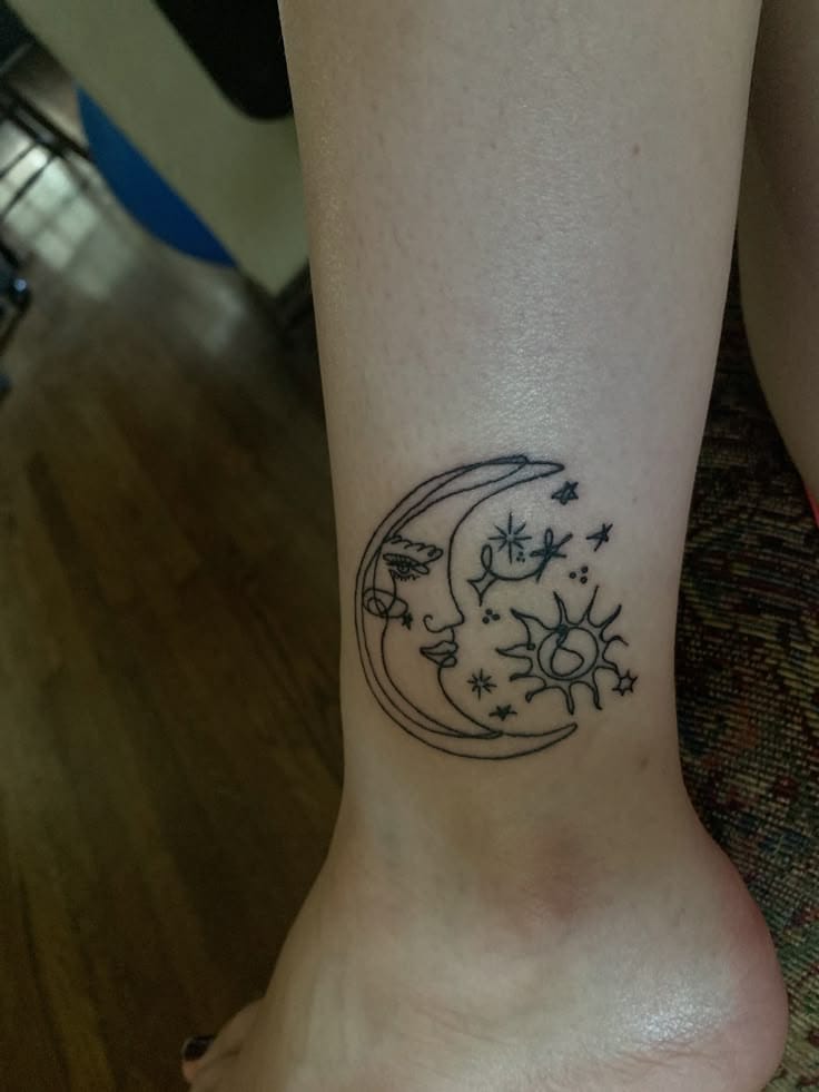 abstract moon tattoo