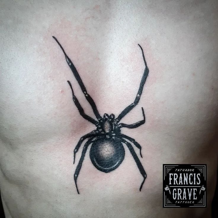 chest spider tattoo