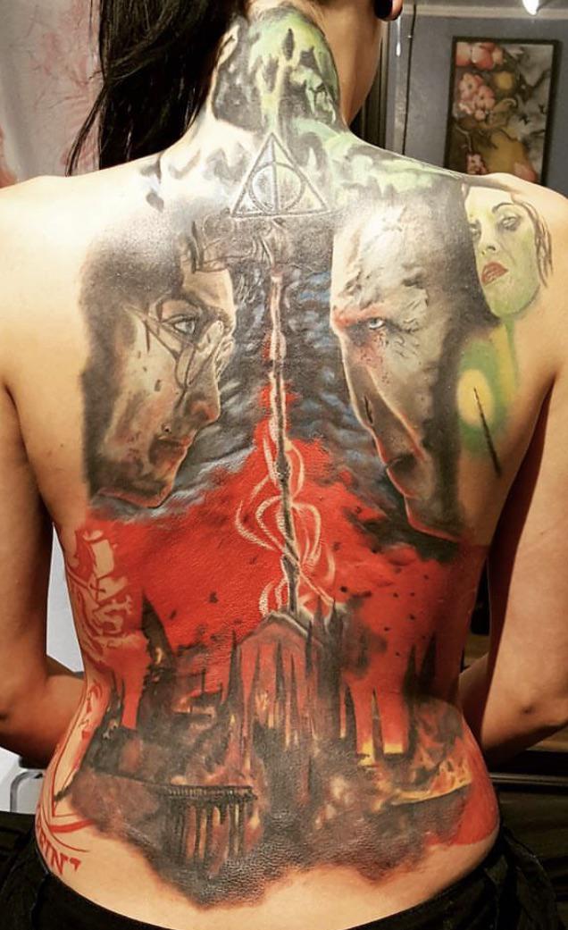 harry potter back tattoo