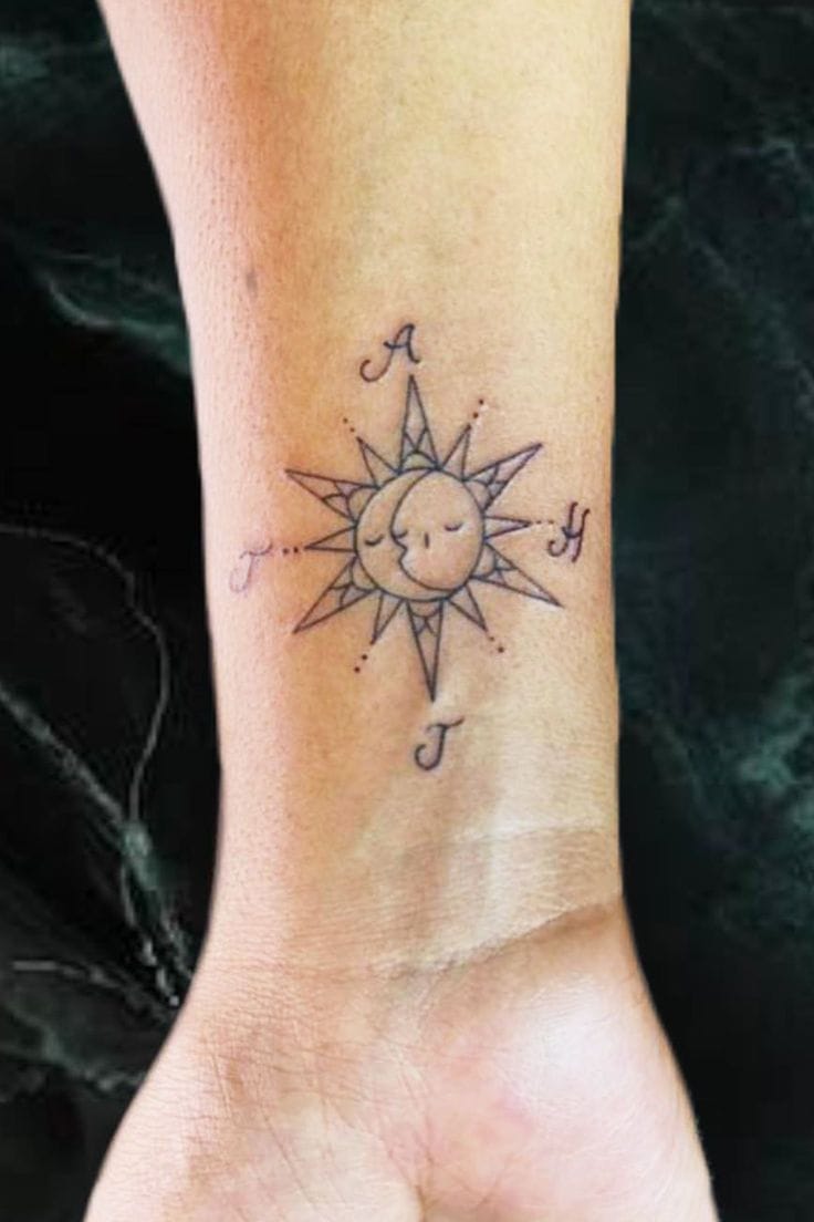 sun and moon j tattoo