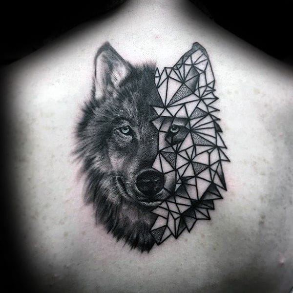 geometric wolf tattoo
