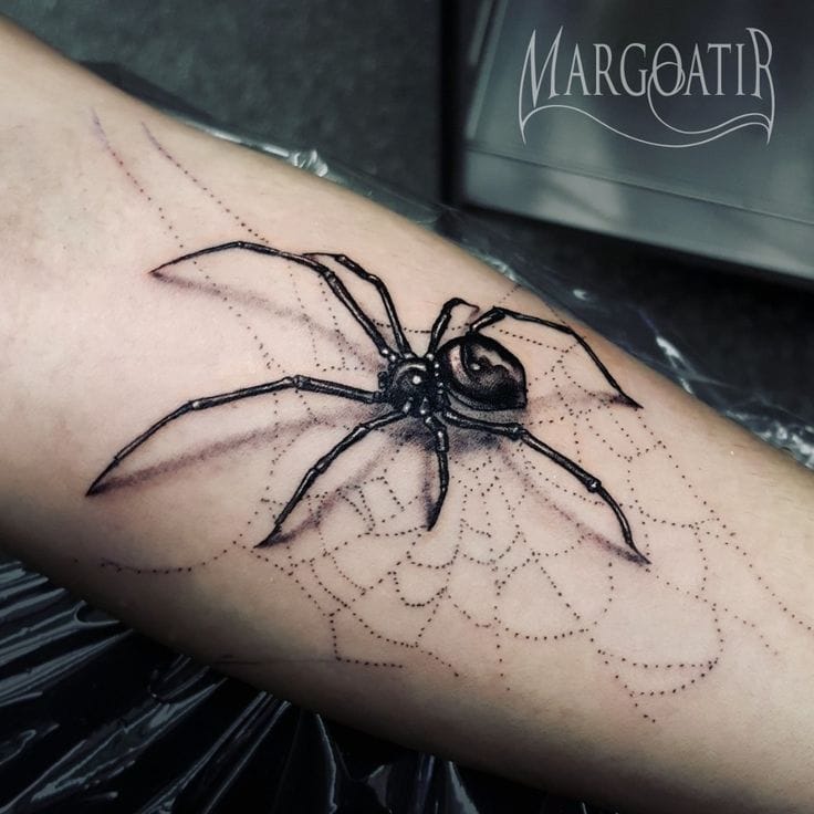 realistic spider web tattoo