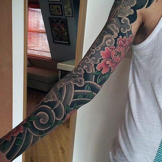 japanese cloud sleeve tattoo