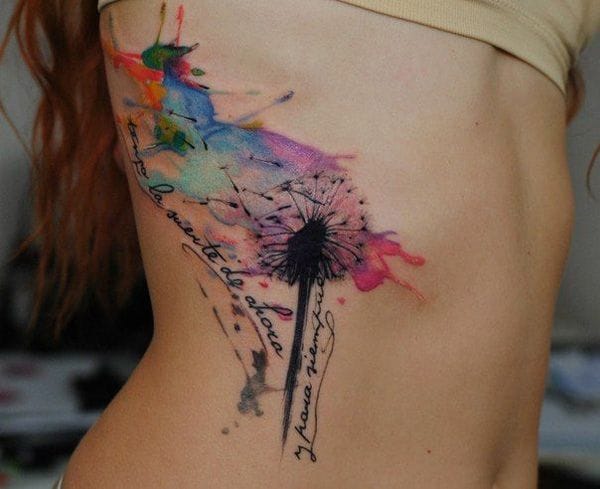 a ribs tattoo with watercolor splash effect