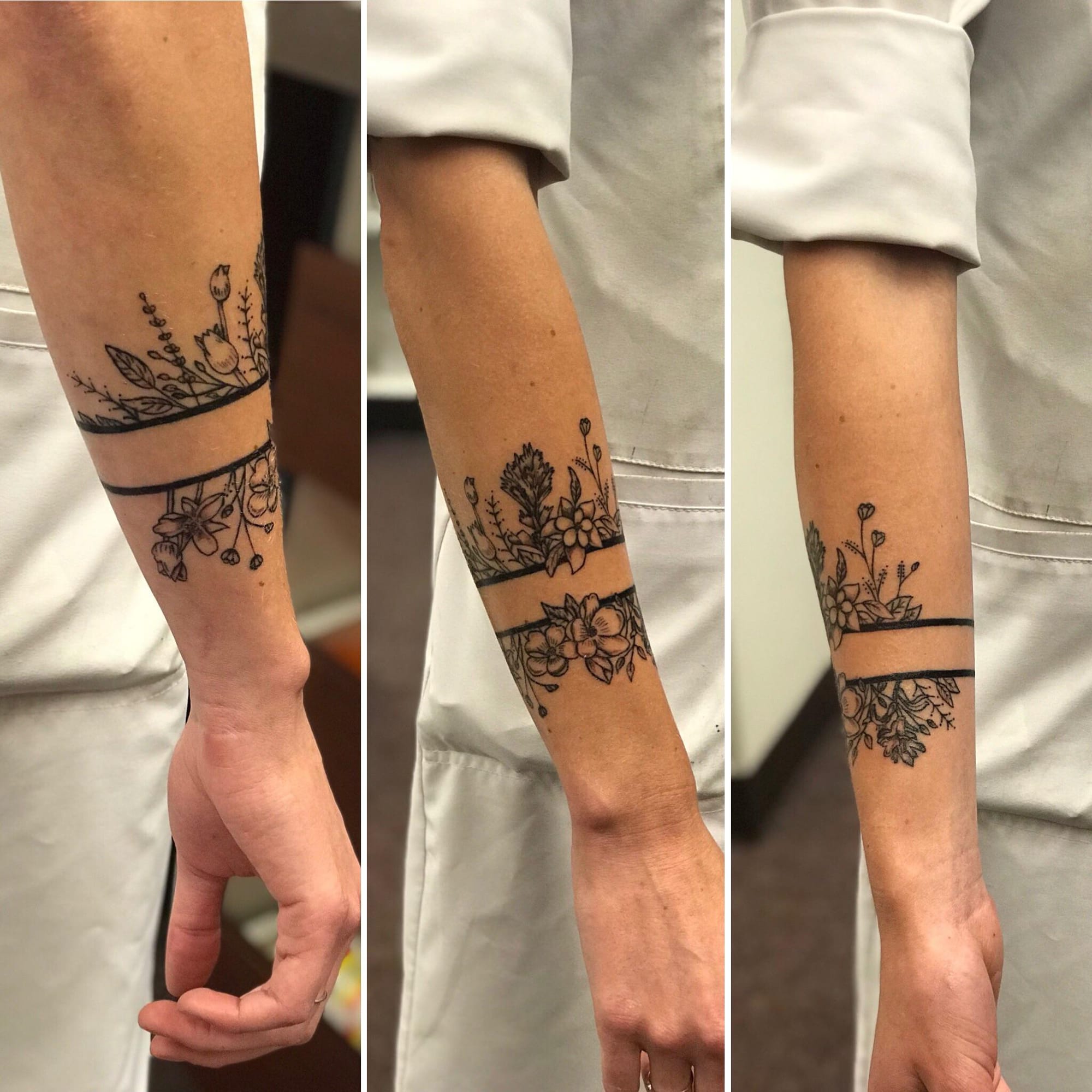 floral armband tattoo