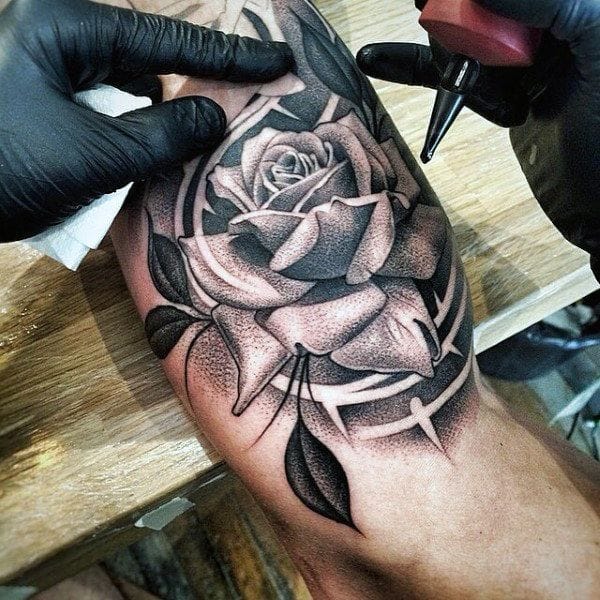 men's inner rose tattoo