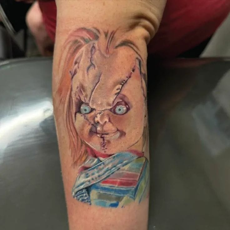 watercolor chucky tattoo
