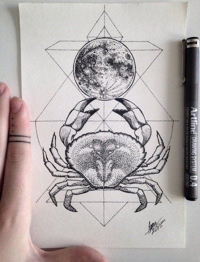geometric crab tattoo