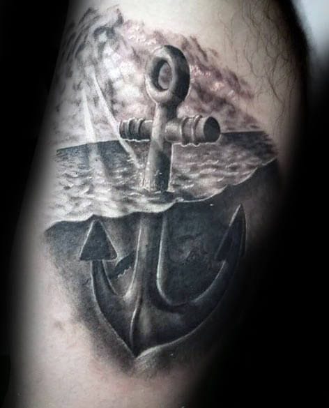 men's inner anchor tattoo