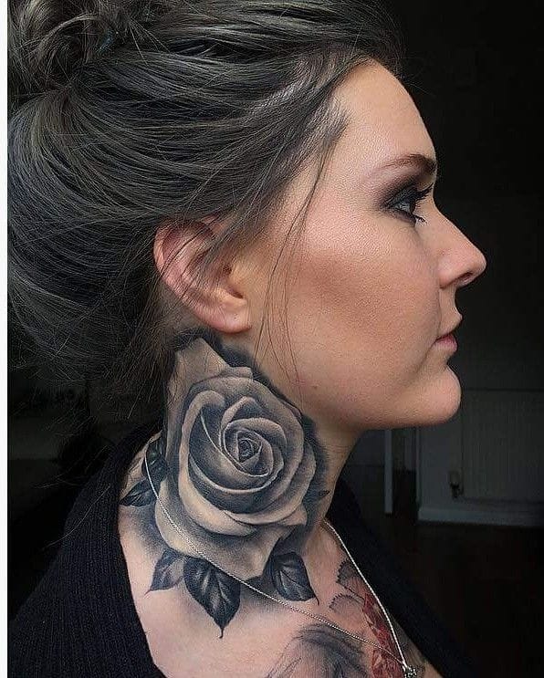 rose neck tattoo