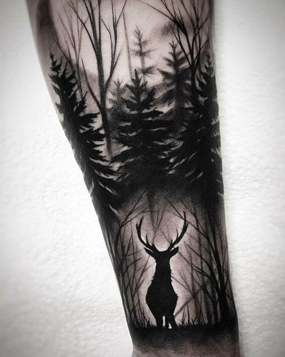 deer forest tattoo