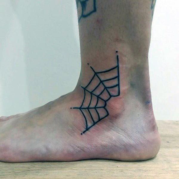 ankle spider web tattoo
