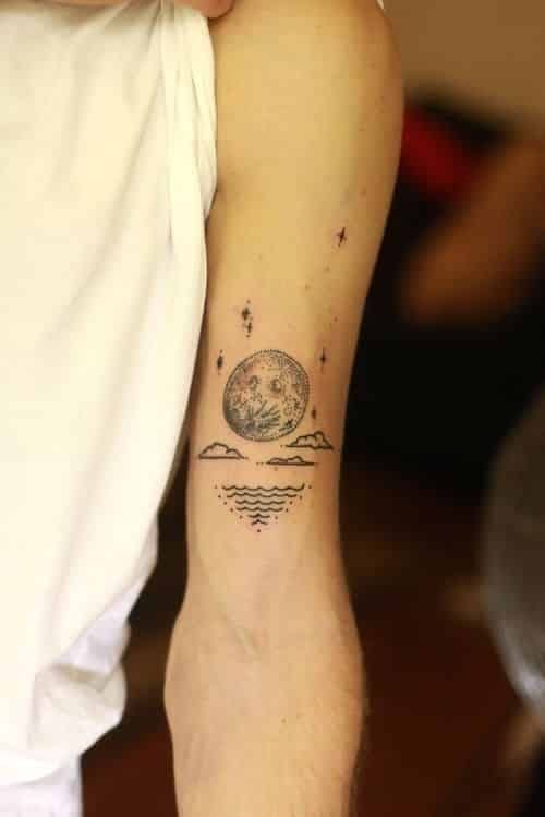 men's inner moon tattoo