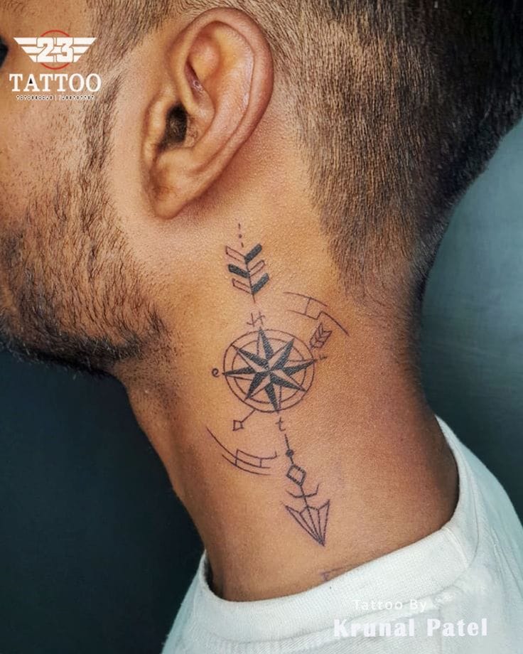 compass neck tattoo