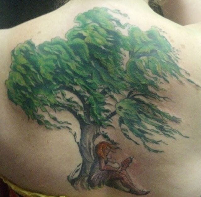 wind willow tree tattoo