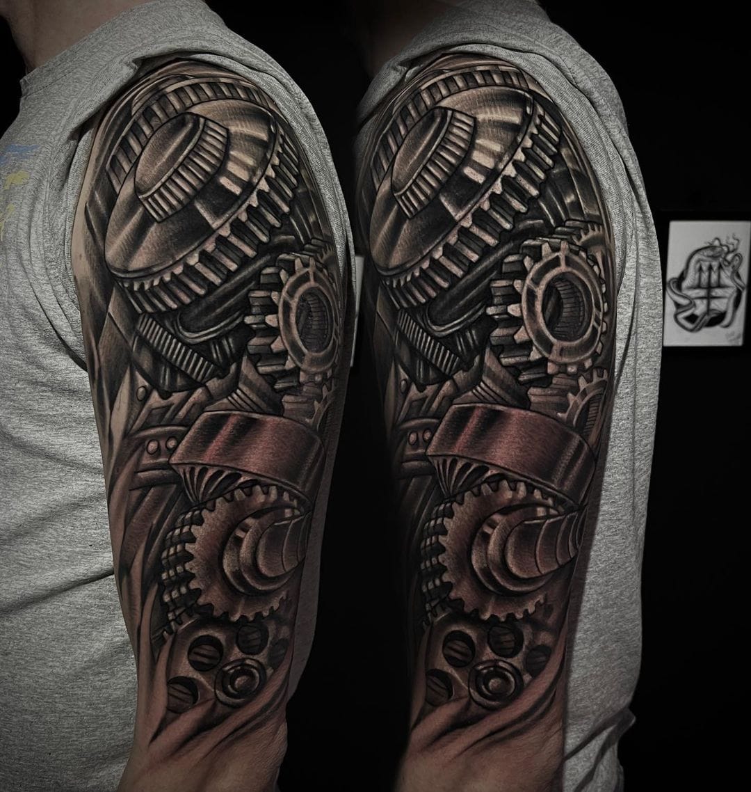 biomechanical arm tattoo