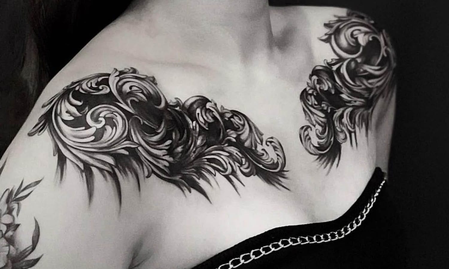 monochrome baroque tattoo