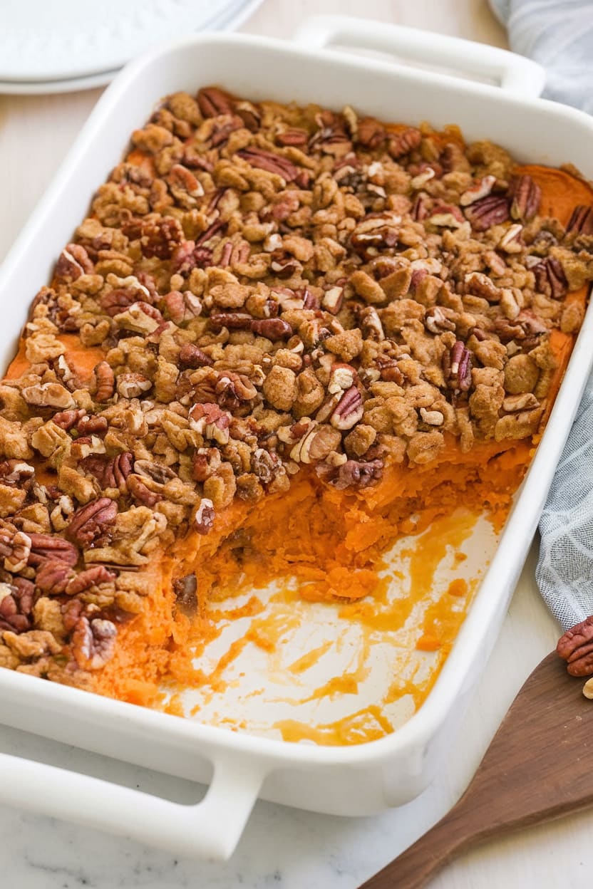Sweet Potato Casserole with Pecan Streusel