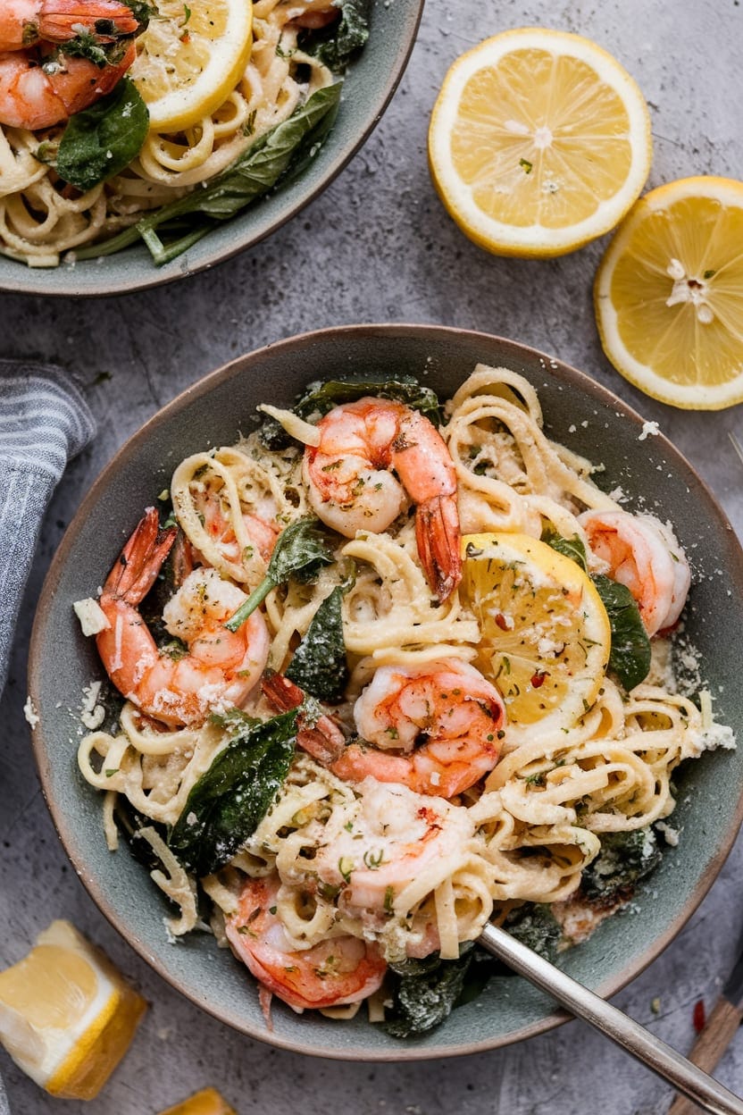 Lemon Garlic Parmesan Shrimp Pasta
