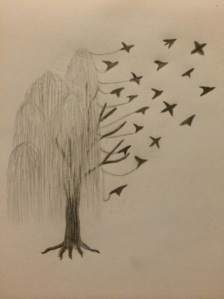 birds willow tree tattoo