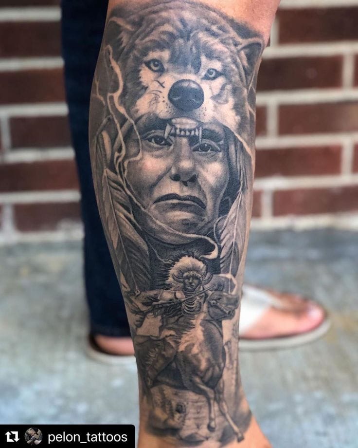 an Indian tattoo with Indian animals