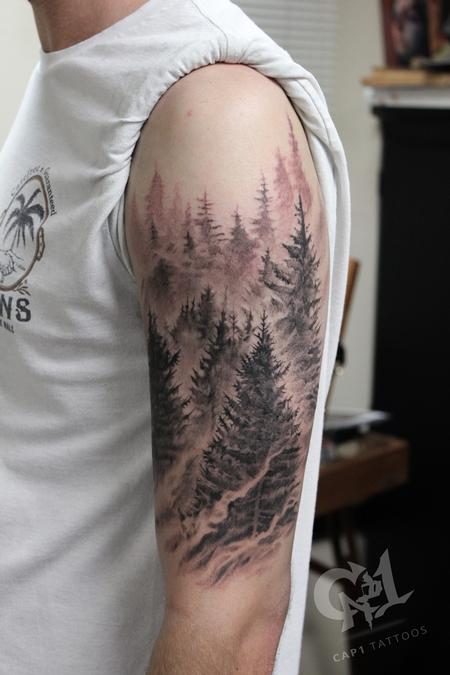 pine tree forest tattoo