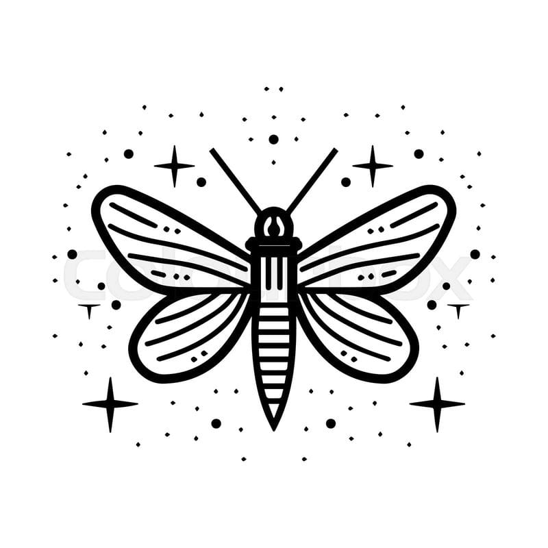 a firefly tattoo outlined with bold black lines