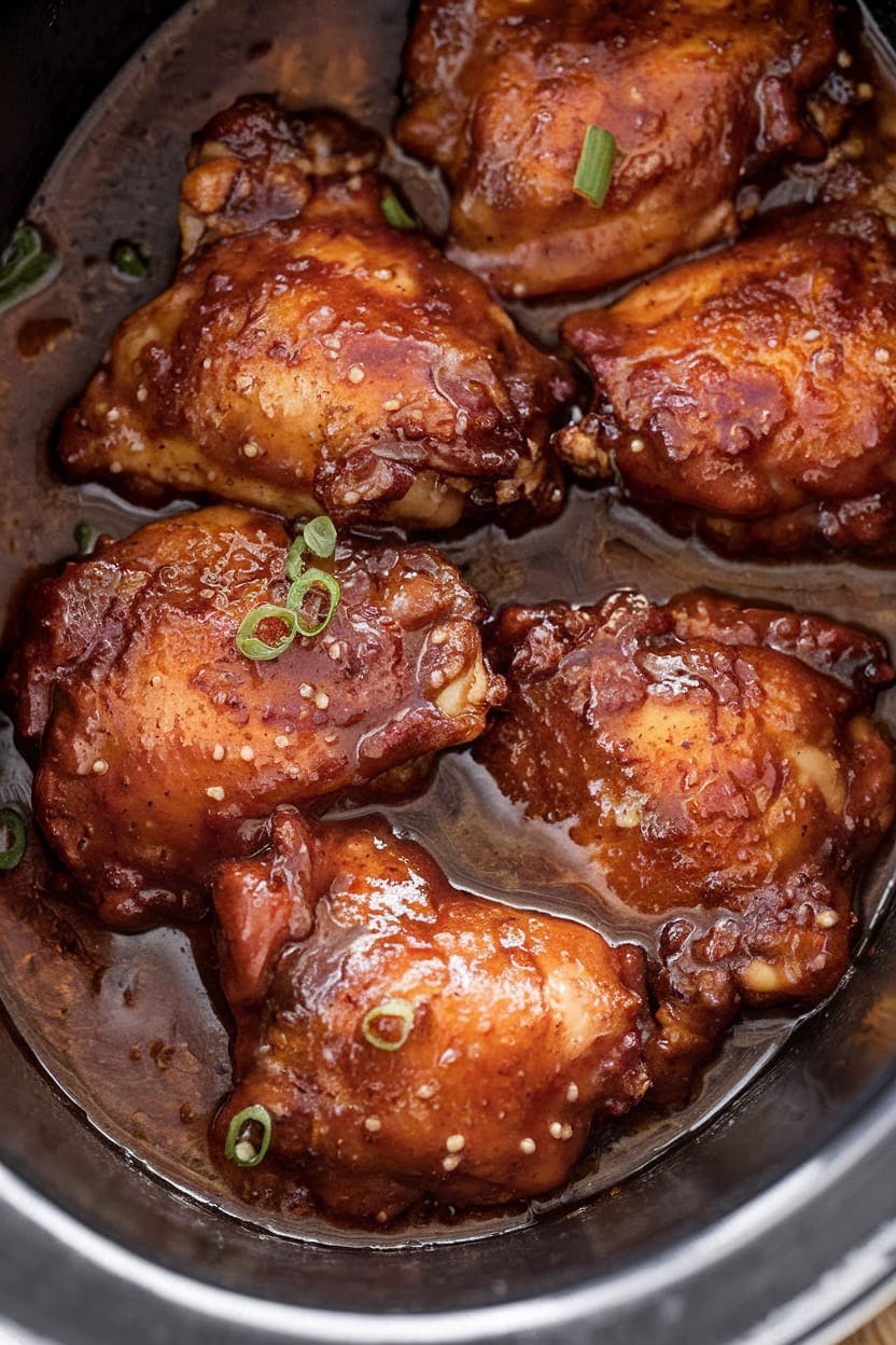 Honey Garlic Slow Cooker Chicken Thighs