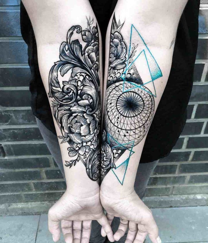 geometric baroque tattoo