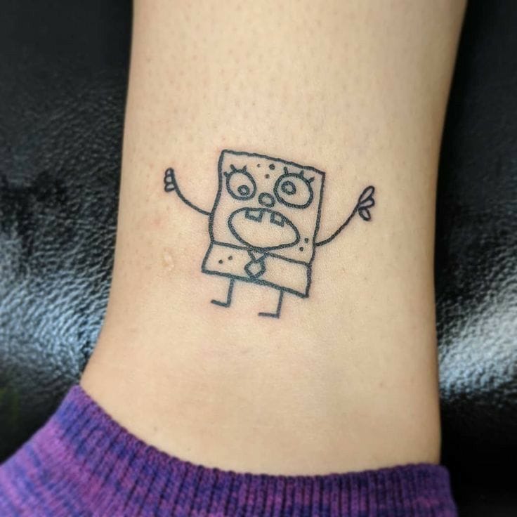 geometric spongebob tattoo