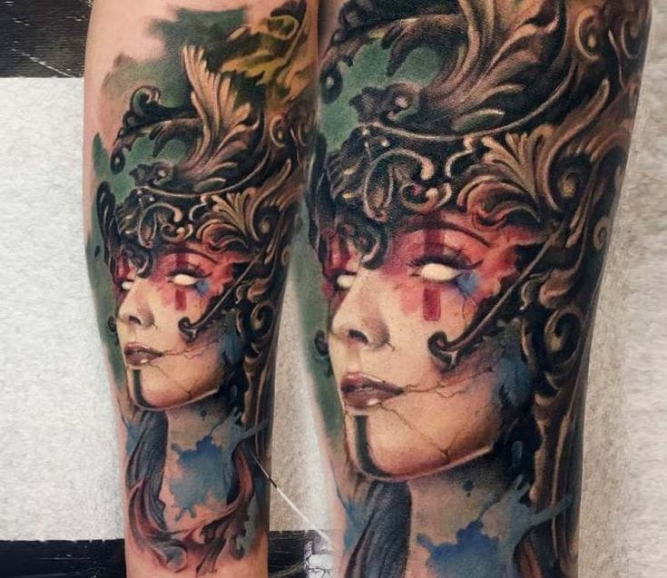 watercolor baroque tattoo