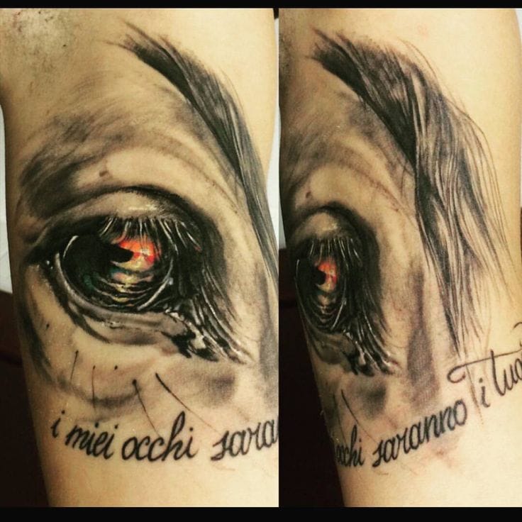 sad horse eyes tattoo