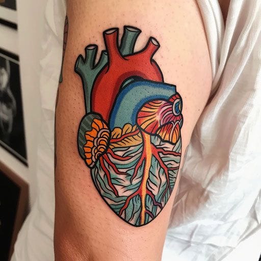 vibrant heart tattoo